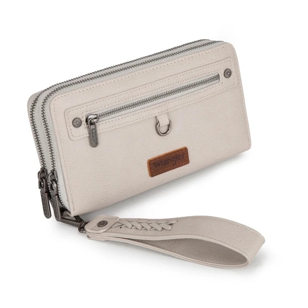 Wrangler Dual Zipper Compartment Large Wallet -Light Grey